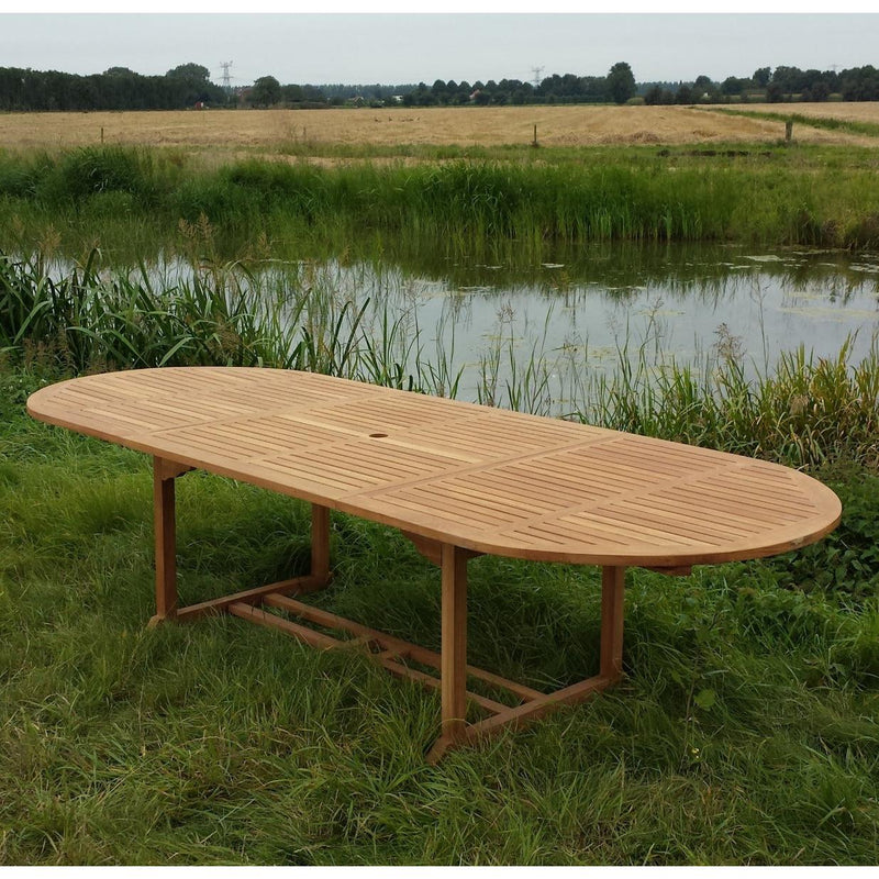 Eettafel Oval Extension Teakhout Naturel hout 180-180x100 cm-Eettafels-Livingfurn