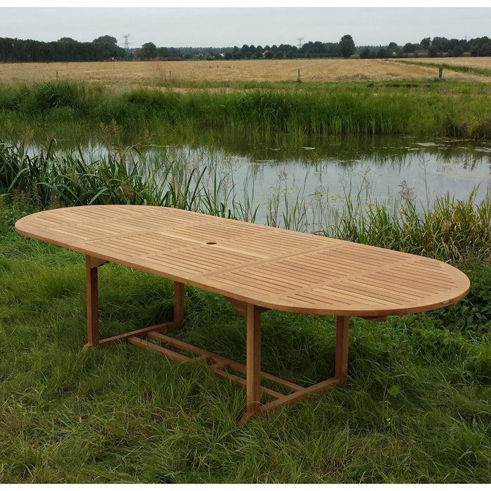 Eettafel Oval Extension Teakhout Naturel hout 180-180x100 cm-Eettafels-Livingfurn