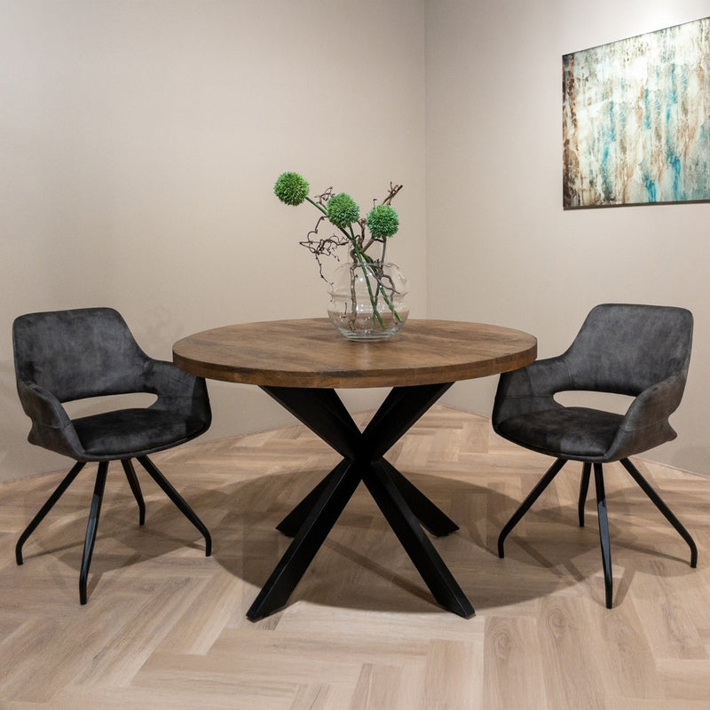 Eettafel Rocky Mangohout Naturel hout 120 cm 120x120x76 cm-Eettafels-Livingfurn