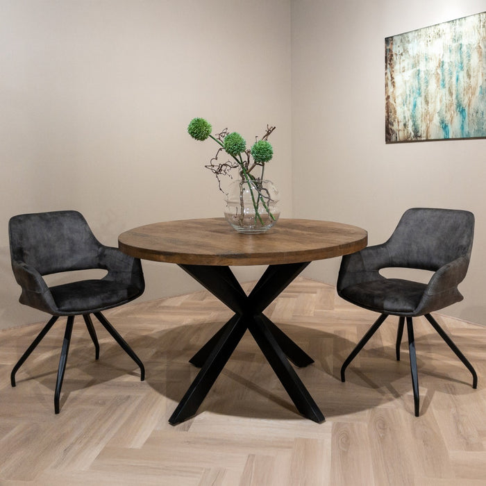 Eettafel Rocky Mangohout Naturel hout 120 cm 120x120x76 cm-Eettafels-Livingfurn