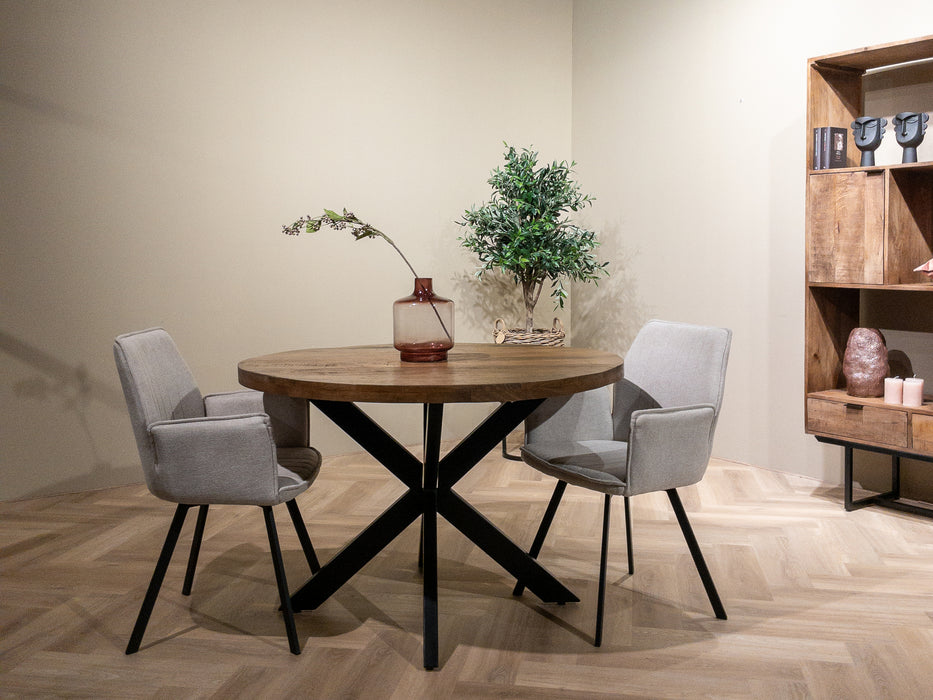 Eettafel Rocky Mangohout Naturel hout 130 cm-Eettafels-Livingfurn