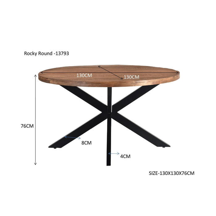 Eettafel Rocky Mangohout Naturel hout 130 cm-Eettafels-Livingfurn