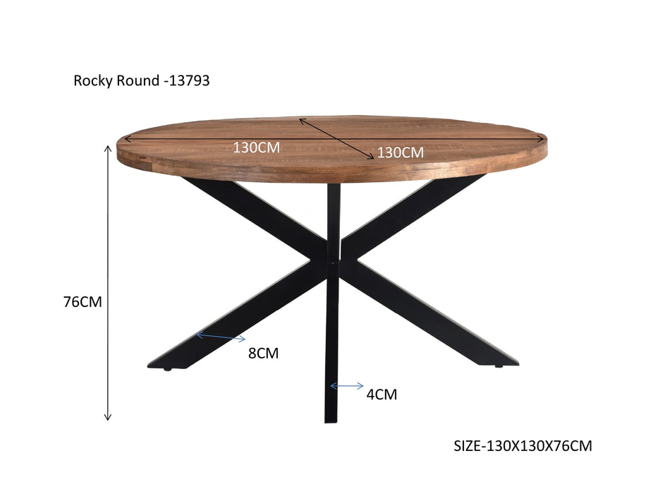 Eettafel Rocky Mangohout Naturel hout 130 cm-Eettafels-Livingfurn