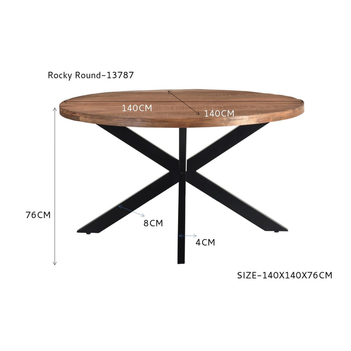 Eettafel Rocky Mangohout Naturel hout 140 cm-Eettafels-Livingfurn