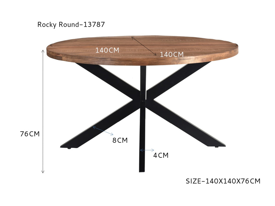 Eettafel Rocky Mangohout Naturel hout 140 cm-Eettafels-Livingfurn