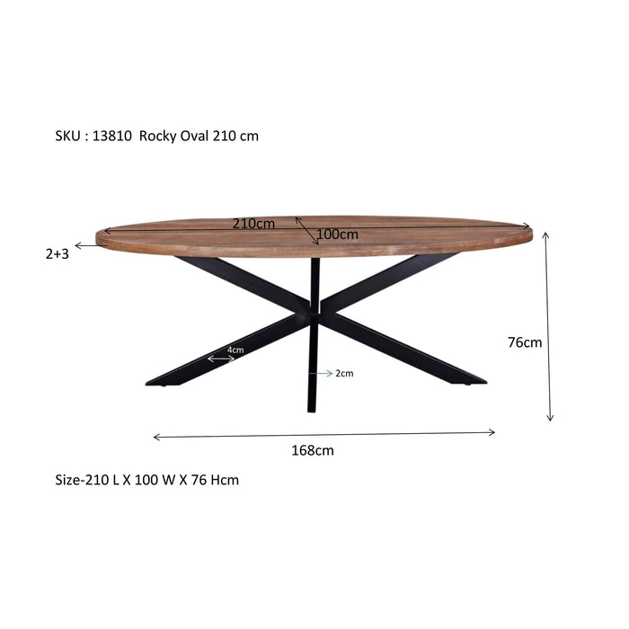 Eettafel Rocky Mangohout Naturel hout 210x100 cm-Eettafels-Livingfurn