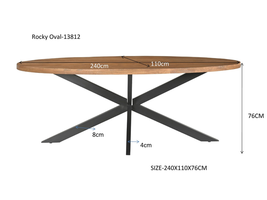 Eettafel Rocky Mangohout Naturel hout 240x110 cm-Eettafels-Livingfurn