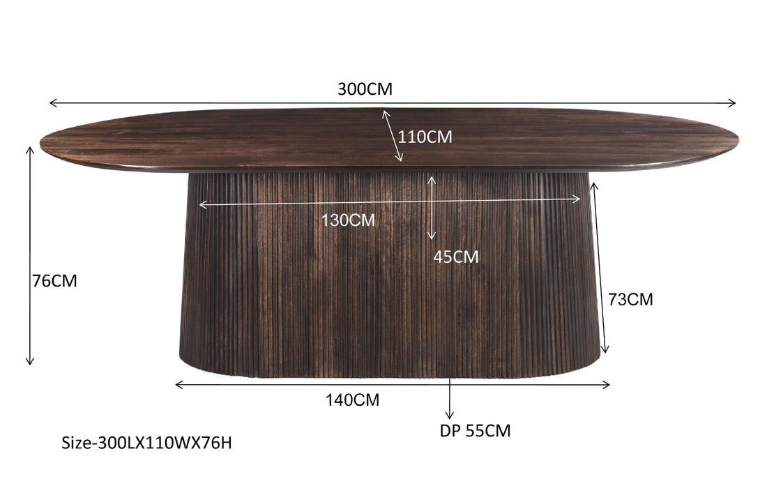 Eettafel Salvator Mangohout Bruin 110x300 cm-Eettafels-Livingfurn