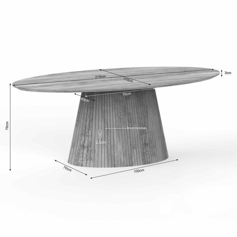 Eettafel Solana 210 cm Ovaal Taupe 210x110x76 cm-Eettafels-Starfurn