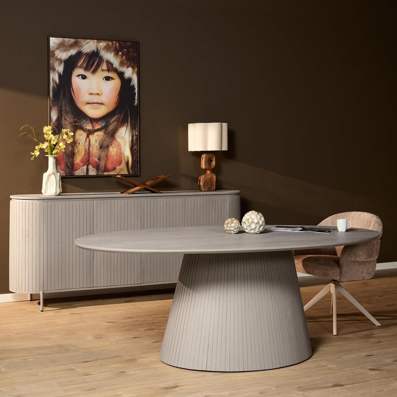 Eettafel Solana 210 cm Ovaal Taupe 210x110x76 cm-Eettafels-Starfurn