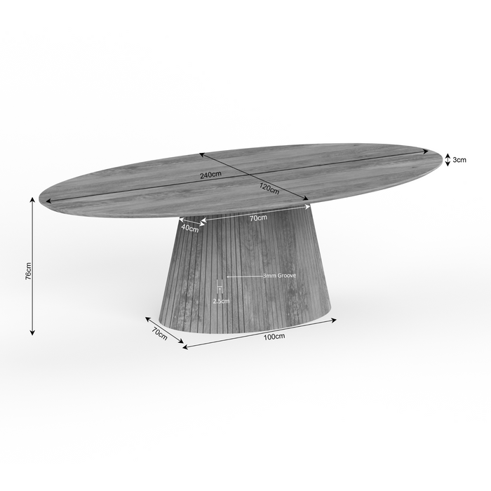Eettafel Solana - 240 cm - Naturel - Ovaal-Eettafels-Starfurn