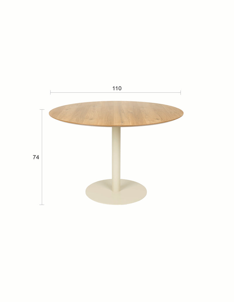 Eettafel Steven MDF Beige Ø110x74 cm-Eettafels-Creating Home