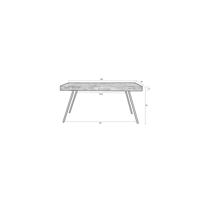 Eettafel Suri Teak Hout Naturel 160x78 cm-Eettafels-Creating Home