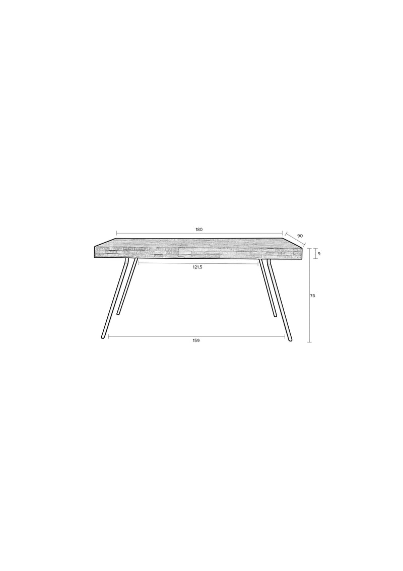 Eettafel Suri Teak Hout Naturel 180x90 cm-Eettafels-Creating Home