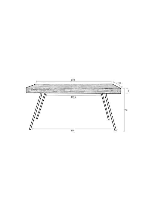 Eettafel Suri Teak Hout Naturel 200x90 cm-Eettafels-Creating Home