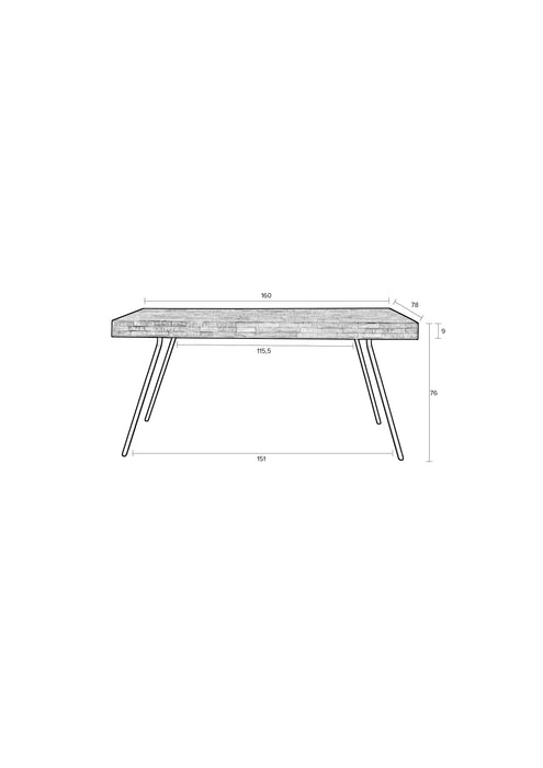 Eettafel Suri Teak Hout Zwart 160x78 cm-Eettafels-Creating Home