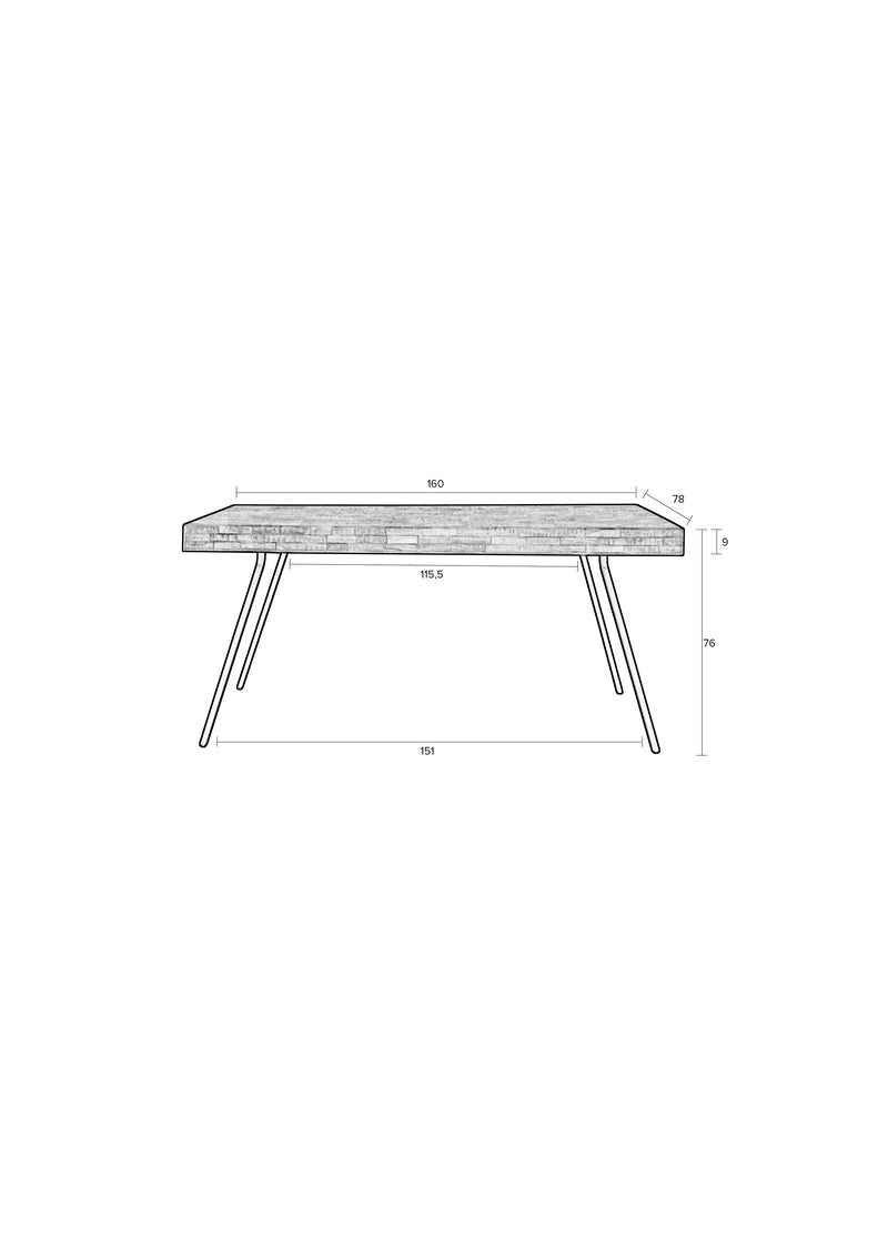 Eettafel Suri Teak Hout Zwart 160x78 cm-Eettafels-Creating Home