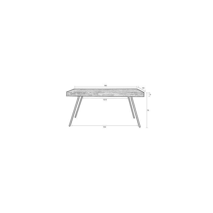 Eettafel Suri Teak Hout Zwart 180x90 cm-Eettafels-Creating Home