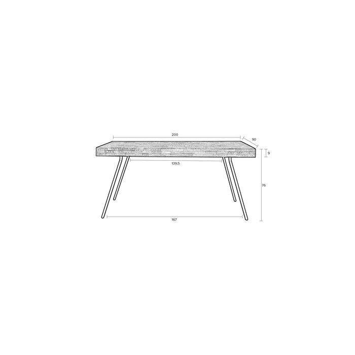 Eettafel Suri Teak Hout Zwart 200x90 cm-Eettafels-Creating Home