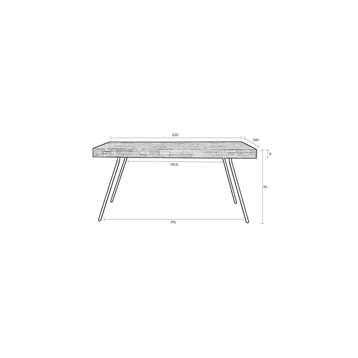 Eettafel Suri Teak Hout Zwart 220x100 cm-Eettafels-Creating Home