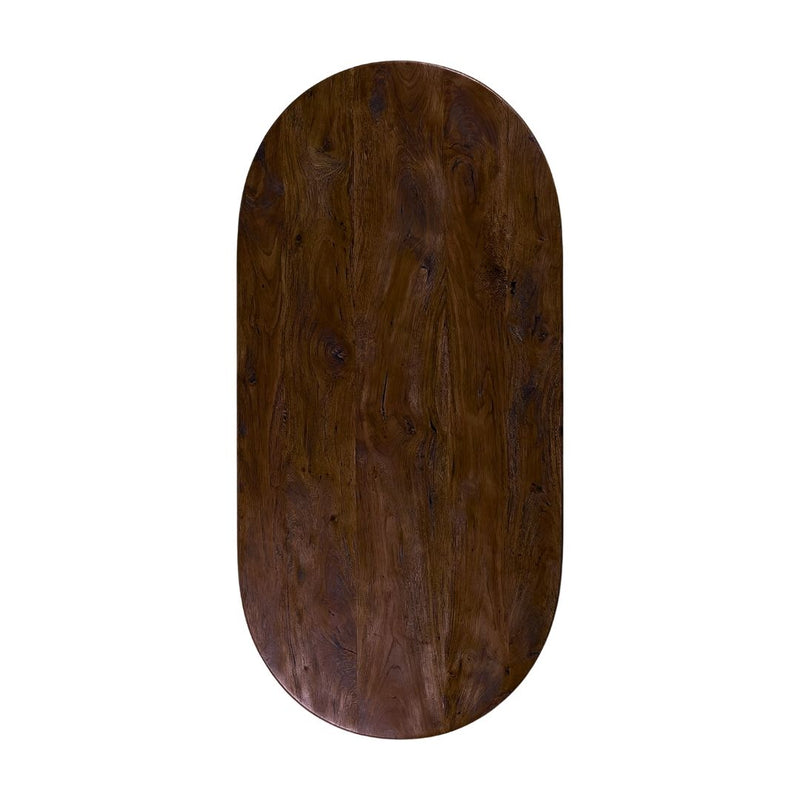 Eettafel Tafelblad Halve Cirkel Mangohout Espresso 200x1 18099343-Ovale tafelbladen-LABEL51