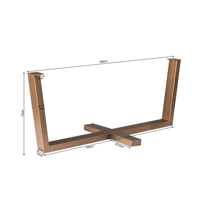 Eettafel Tafelpoten Brons Metaal 180x80 cm-Eettafels-Starfurn