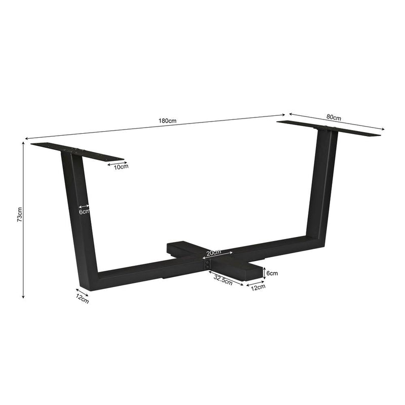 Eettafel Tafelpoten Zwart Metaal 180x80 cm-Eettafels-Starfurn