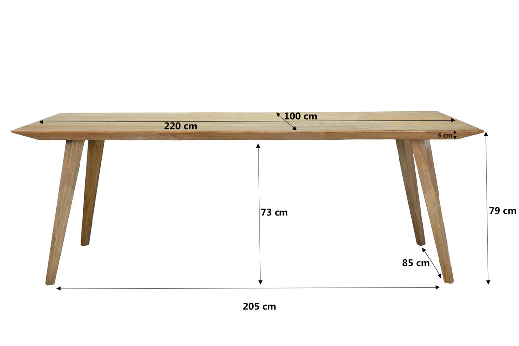 Eettafel Tomar Teakhout Naturel hout 220x100 cm-Eettafels-Livingfurn