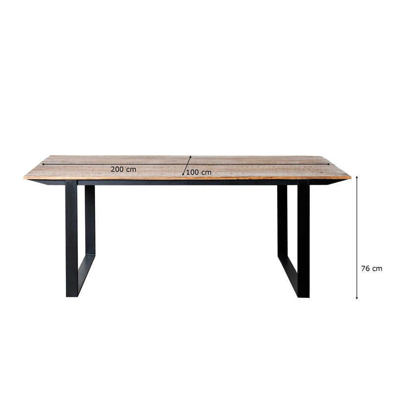 Eettafel Valdez Mangohout Naturel hout 200x100 cm-Eettafels-Livingfurn