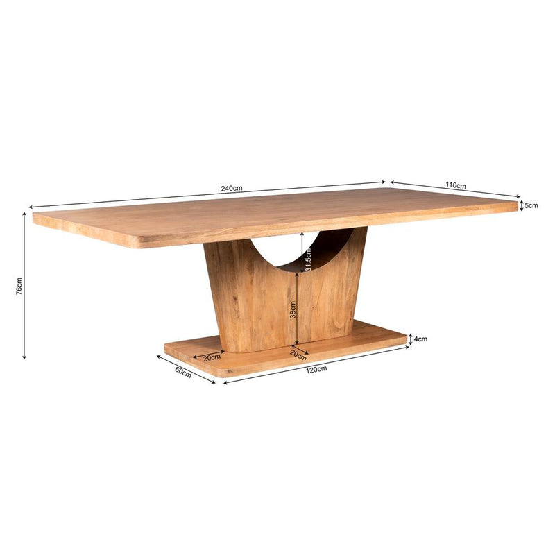 Eettafel Voco 240 cm Naturel 240x110x76 cm-Eettafels-Starfurn