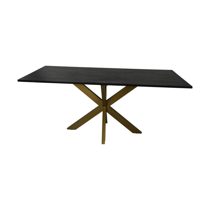 Eettafel rechthoekig marmer - 180x90x77 - Zwart/goud - Marmer/metaal-Eettafels-HSM Collection