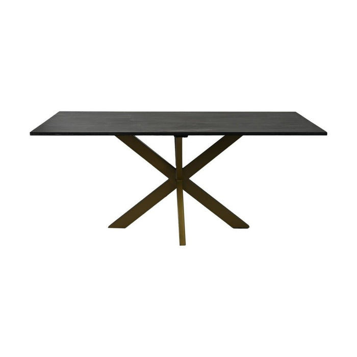 Eettafel rechthoekig marmer - 180x90x77 - Zwart/goud - Marmer/metaal-Eettafels-HSM Collection