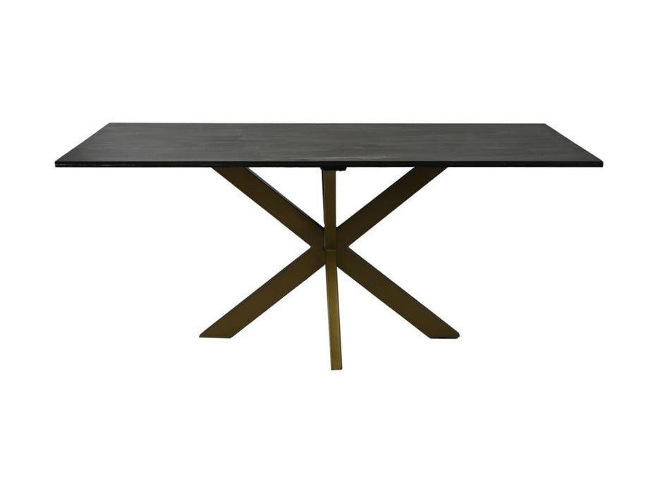 Eettafel rechthoekig marmer - 180x90x77 - Zwart/goud - Marmer/metaal-Eettafels-HSM Collection