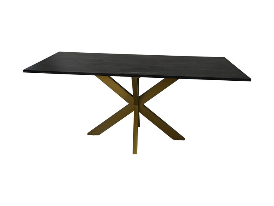 Eettafel rechthoekig marmer - 180x90x77 - Zwart/goud - Marmer/metaal-Eettafels-HSM Collection