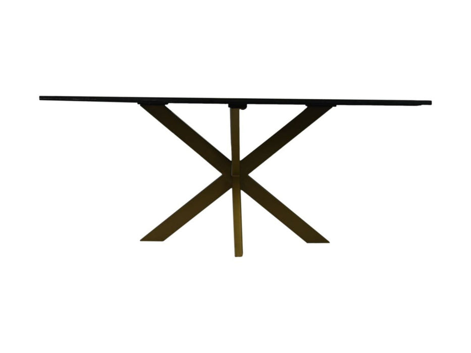 Eettafel rechthoekig marmer - 180x90x77 - Zwart/goud - Marmer/metaal-Eettafels-HSM Collection