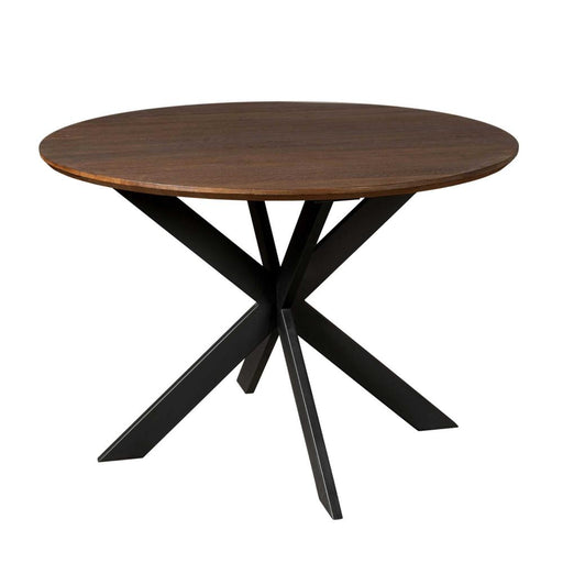 Eiken eettafel Ferris - Rond 110 cm - Bruin-Eettafels-Starfurn