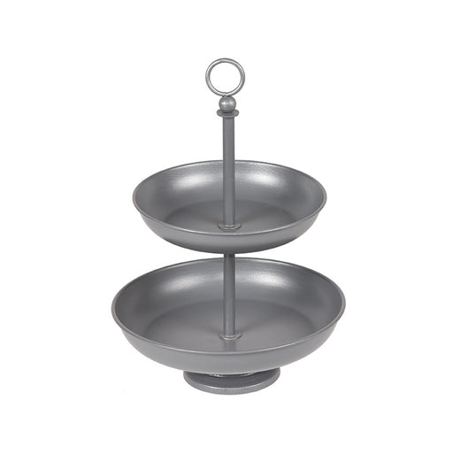 Etagere Antiek Grijs Metaal - 26x26x38 cm-Wanddecoratie-LABEL51
