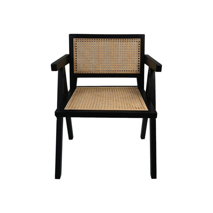 Fauteuil - 58x60x79 - Zwart/naturel - Mahonie/rotan-Fauteuils-HSM Collection