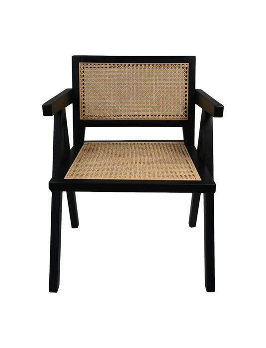 Fauteuil - 58x60x79 - Zwart/naturel - Mahonie/rotan-Fauteuils-HSM Collection