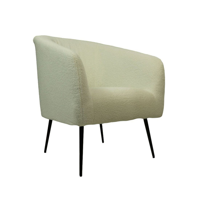 Fauteuil - 77x68x83 - Wit/zwart - Teddy/bouclé/metaal-Fauteuils-HSM Collection