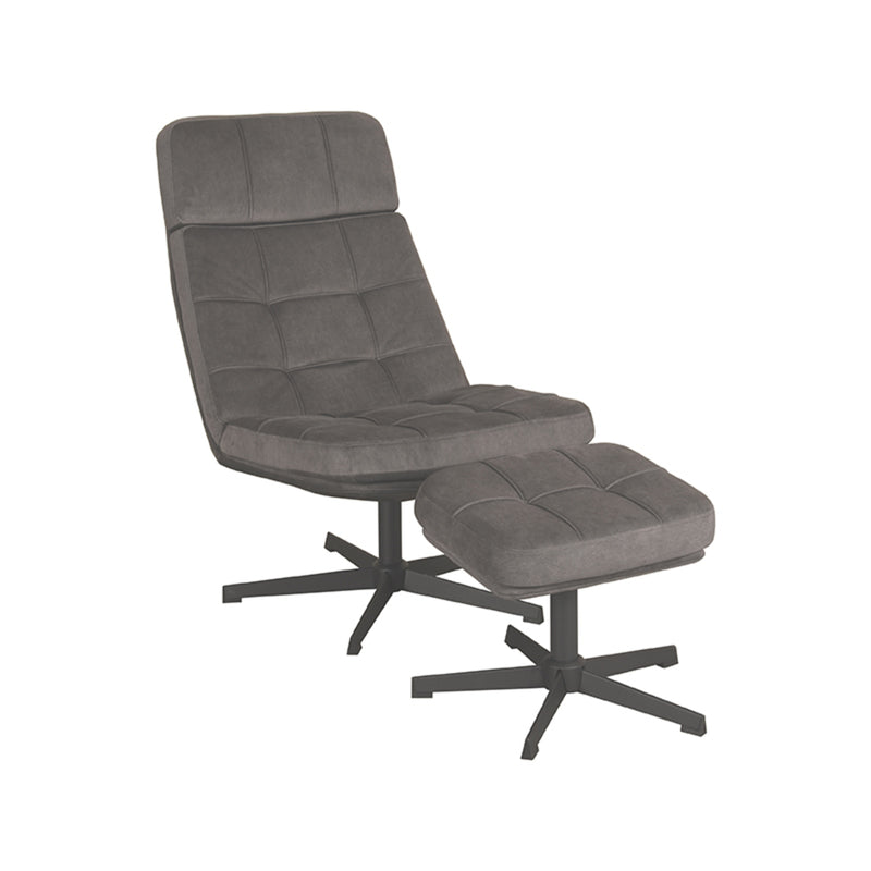Fauteuil Alvar Antraciet Velvet Incl. Hocker 53x57x83 cm-Fauteuils-LABEL51