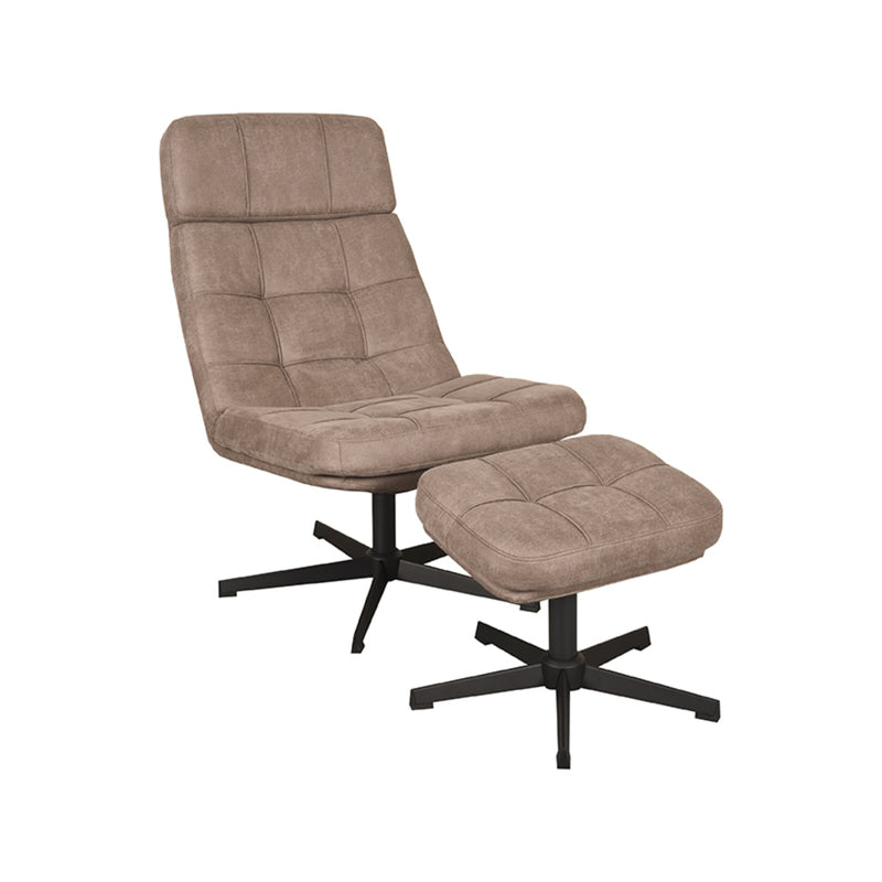 Fauteuil Alvar Taupe Kunstleder Incl. Hocker 53x57x83 cm-Fauteuils-LABEL51