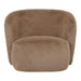 Mocca bruine fauteuil van PTMD met zachte, bontachtige polyester bekleding en een modern, rond design.