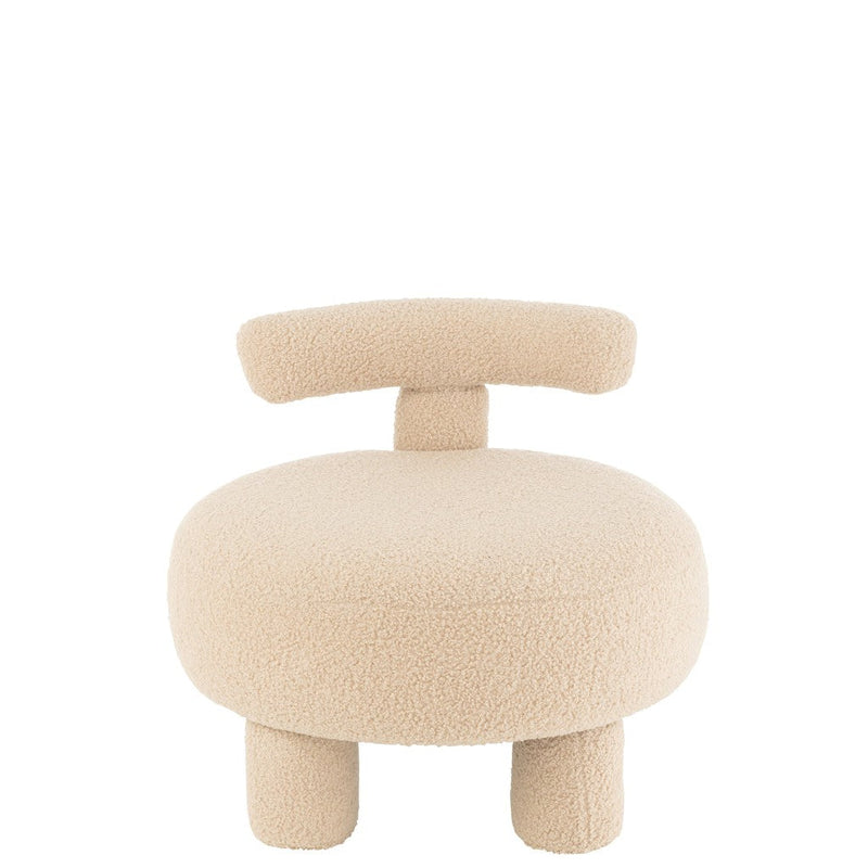 Fauteuil Beige Mdf Rond 52 cm 52x52x49 cm-Krukken-J-Line