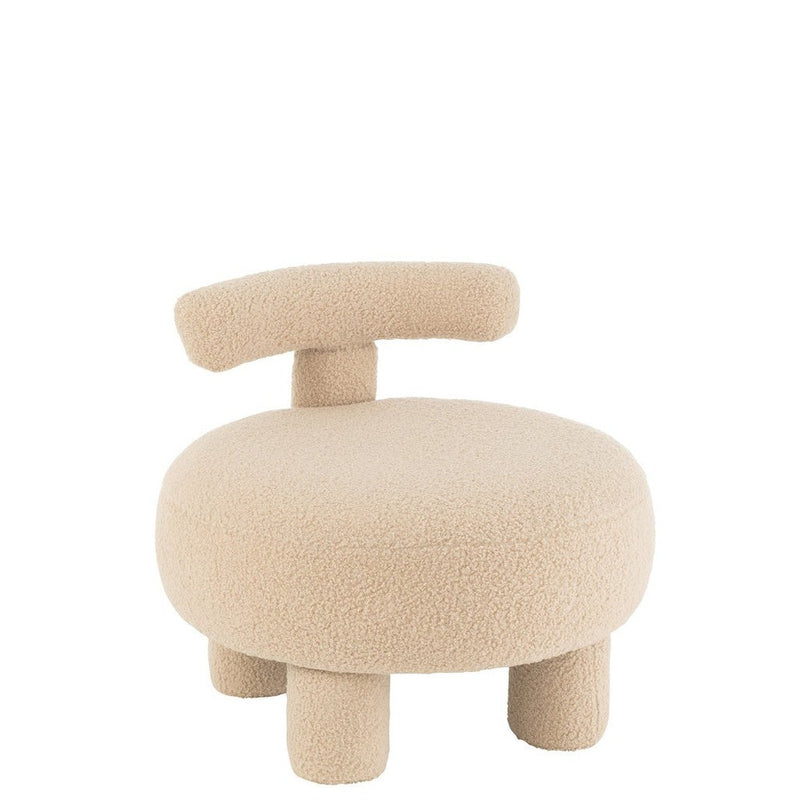 Fauteuil Beige Mdf Rond 52 cm 52x52x49 cm-Krukken-J-Line