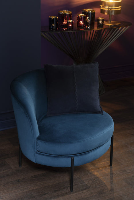 Fauteuil Blauw Schuim Rond 67 cm 67x71x66 cm-Fauteuils-J-Line
