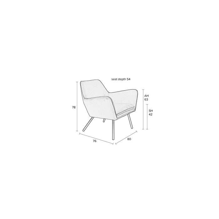 Fauteuil Bon Velvet Plyhout,Polyester Groen 76x80 cm
