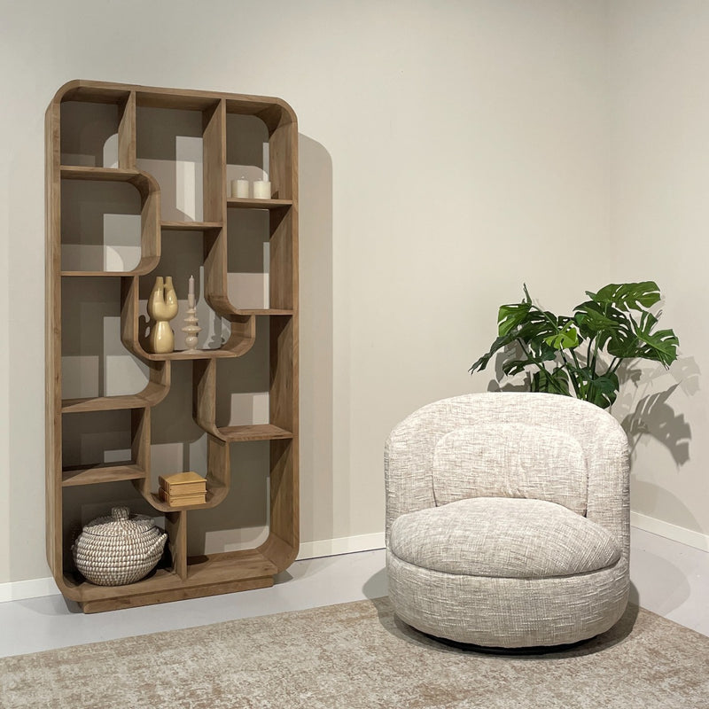 Fauteuil Britt Beige Draaibaar 84 cm 84x85x76 cm-Fauteuils-Livingfurn