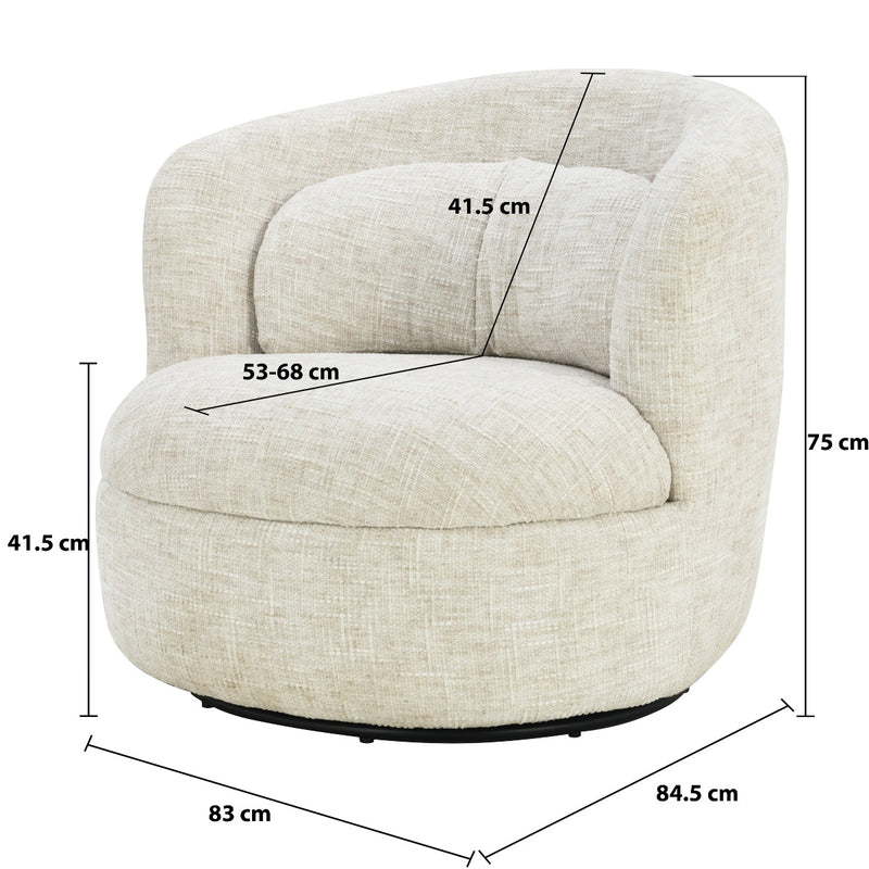 Fauteuil Britt Beige Draaibaar 84 cm 84x85x76 cm-Fauteuils-Livingfurn