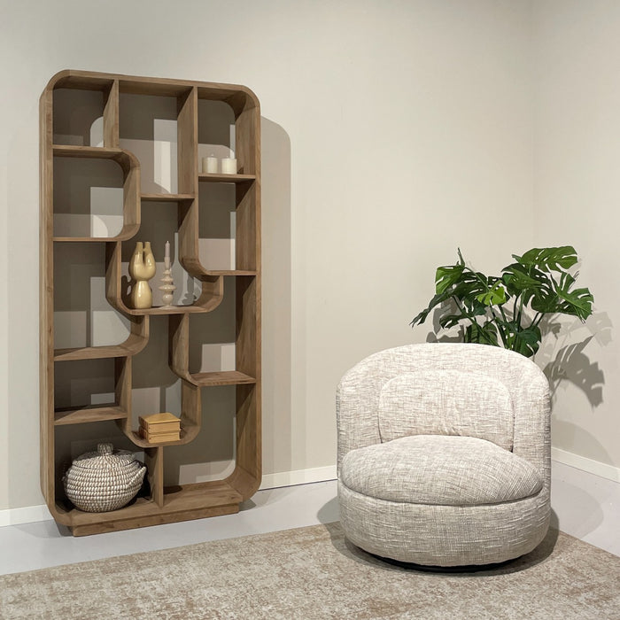Fauteuil Britt Beige Draaibaar 84 cm-Fauteuils-Livingfurn